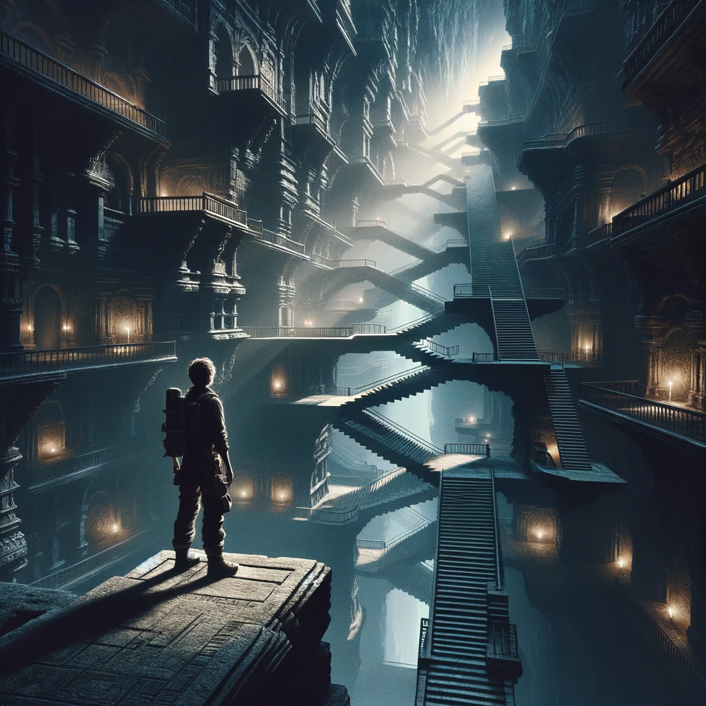 Backrooms Level 33: The Chasm - solitary explorer