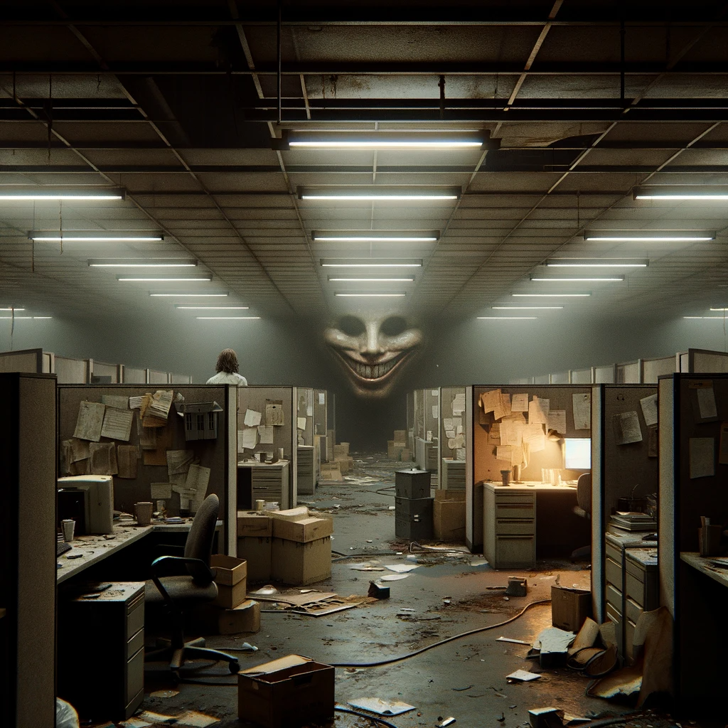 Smiler in abandoned office